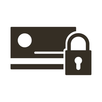 credit card with padlock silhouette style icon vector