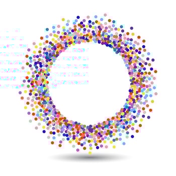 Multicolored dot frame design colorful halftone fade Bright colored polka dots on white background Vector design