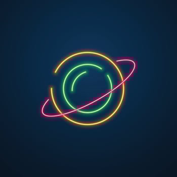 neon light space planet vector