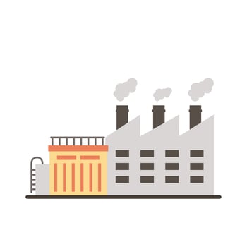 industry factory buildings and chimneys flat style icons vector