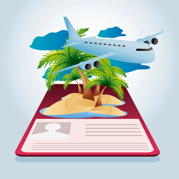 travel plane tropical island passport vacations tourism vector