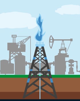 fracking tower gas and oil rig industry exploration vector