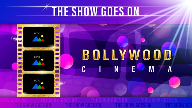 Bollywood online cinema gold film stripe background vector