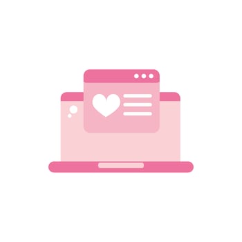 happy valentines day laptop computer heart romantic pink design vector