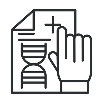 online health hand with medical report diagnostic covid 19 pandemic line icon vector