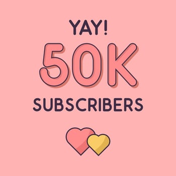 Yay 50k Subscribers celebration Greeting card for 50000 social Subscribers vector