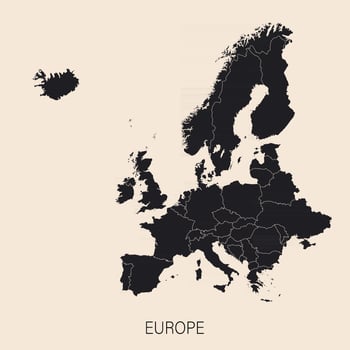 The political detailed map of the continent of Europe with borders of countries vector