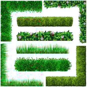 Set of green floral frames from leaves vector