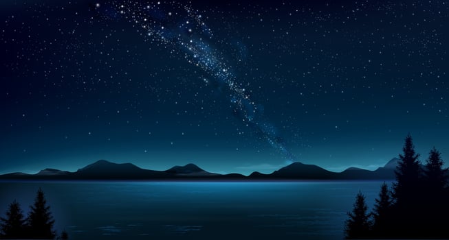 Night mountain landscape and the Milky Way vector