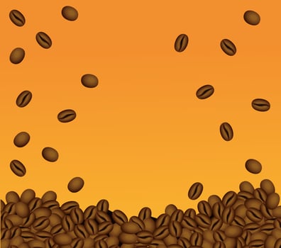coffee break poster with seeds in orange background vector
