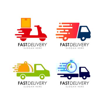 fast delivery courier logo design template vector