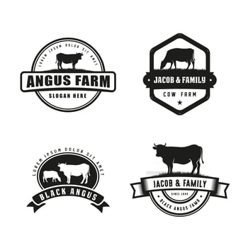 Cow farm logo design template vector