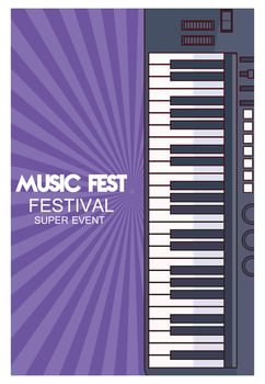 music fest poster with piano vector