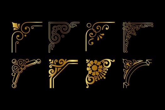 Set of Art deco gold calligraphic page dividers vector