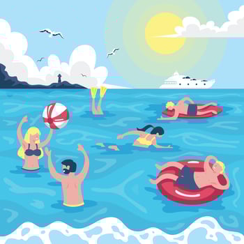 People Enjoying a Beach Day vector