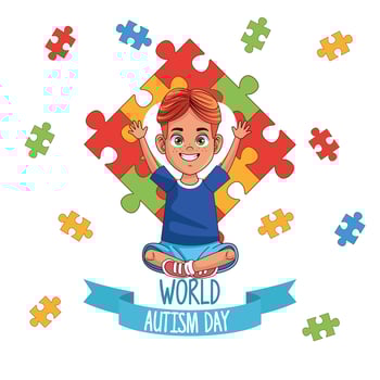 world autism day boy with puzzle pieces vector