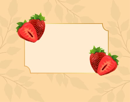 fresh strawberries fruits in square frame vector