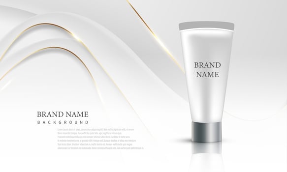 Abstract white gold beauty mockup poster with dynamic design vector