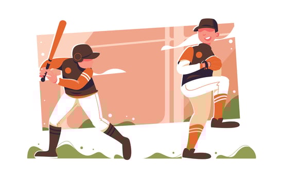 Men Playing Baseball In Summer vector