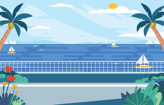 Bright Sea with Yachts on Summer Time vector