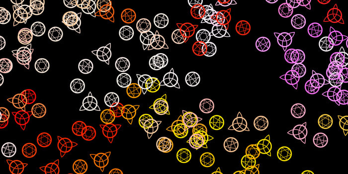 Dark Pink Yellow vector background with occult symbols