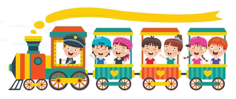 Funny Children Riding On The Train vector