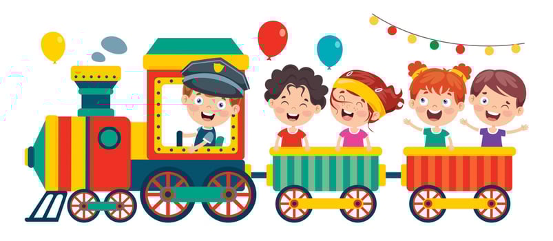 Funny Children Riding On The Train vector