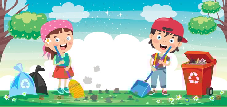 Funny Kid Cleaning The Environment vector