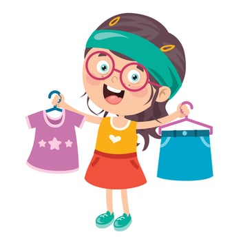Little Kid And Colorful Clothes vector