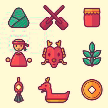 Dragon Boat Festival Icon Collections vector