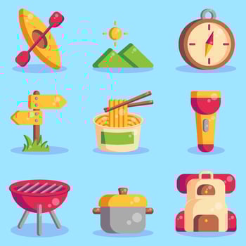 Summer Camp Icon Collections vector