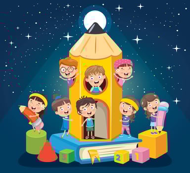 Magic Concept Design With Funny Children vector