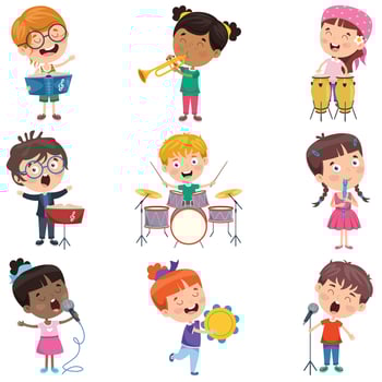 Little Children Doing Various Activities vector