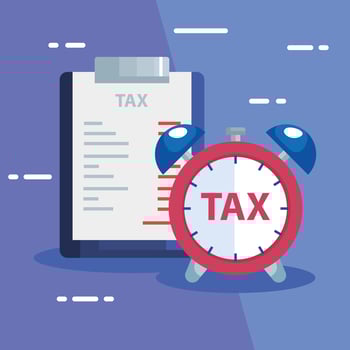 document of tax paid with alarm clock vector