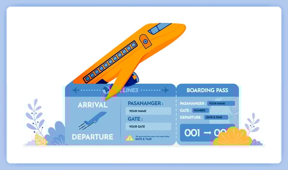 vector illustration of Purchase plane ticket for vacation