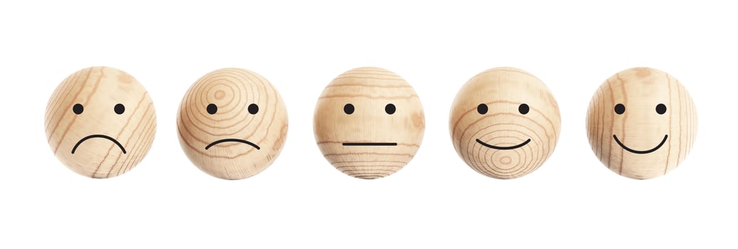 Wooden balls with face icon isolated on white background photo