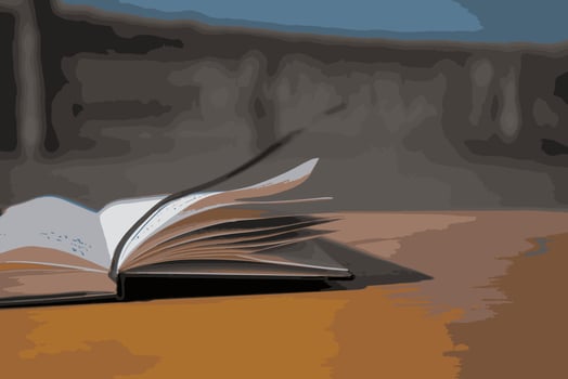Notebook on the table in nature illustration photo