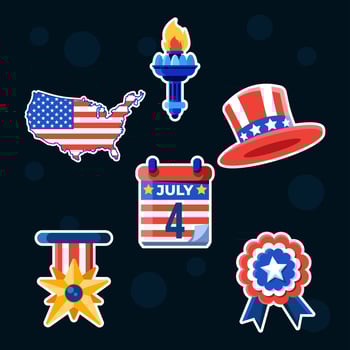 Simple Sticker 4th of July vector