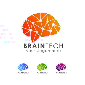 Brain tech logo icon design template vector