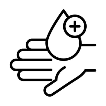 personal hand hygiene hand water drop disease prevention and health care line style icon vector