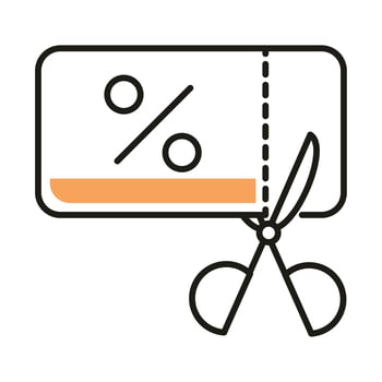scissor with sale label line style icon vector design