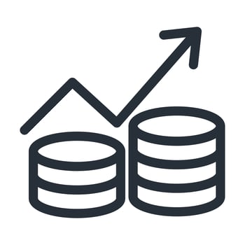 Coins with increase arrow line style icon vector design
