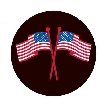 4th of july independence day crossed american flags national symbol block and flat style icon vector