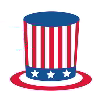 4th of july independence day top hat with american flag flat style icon vector