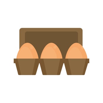 chicken egg in box breakfast product food flat style icon vector
