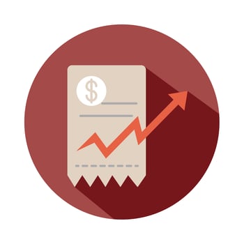 market count growing arrow rising food prices block style icon vector