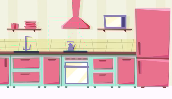 Cozy kitchen Vector illustration in flat style