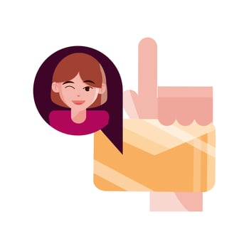 online activities hand with email character message flat style icon vector
