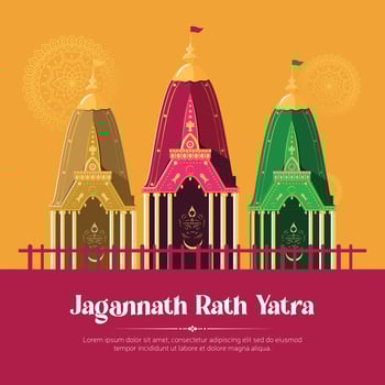 Jagannath rath yatra banner template design vector