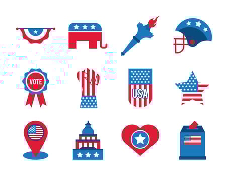 bundle of twelve usa elections set icons vector